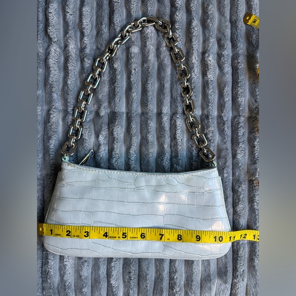 Zara Grey Croc pattern Silver Chain Shoulder Hand Bag - Picture 5 of 7